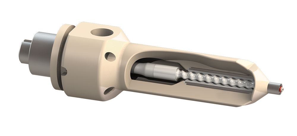 Convinces with its special material properties - 100 % metal-free in the product contacting area Convinces with its special material properties - 100 % metal-free in the product contacting area