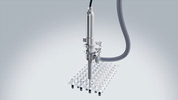 The Pharma Dispenser is used when filling syringes via the stopper The Pharma Dispenser is used when filling syringes via the stopper