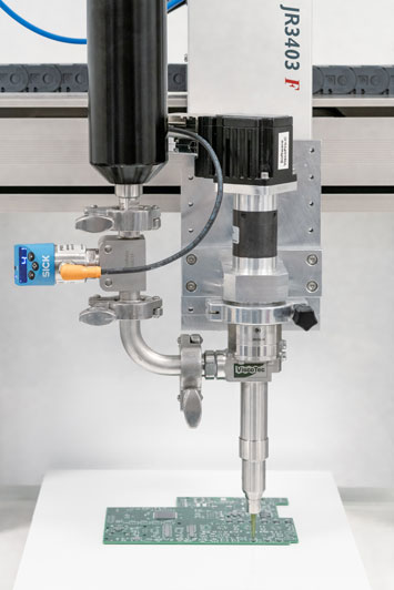 Dispensing tests with highly abrasive, highly viscous 1-component thermal paste